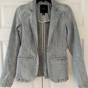 Skinnygirl designer XS casual blazer summer light blue pinstripe fitted